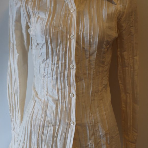 CHRISTINA MAKOWSKY CRINKLED LONG SLEEVE TOP SZ 6 * - Picture 2 of 8